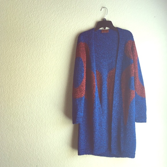 Missoni blue metallic yarn open front cardigan - Picture 1 of 6